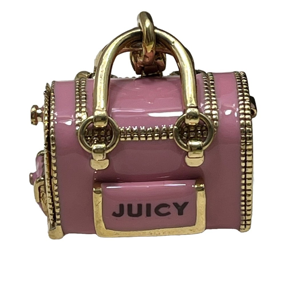 JUICY COUTURE Charm Yorkie Pet Carrier Scottie Dog Gold Tone Keychain Opens G&P